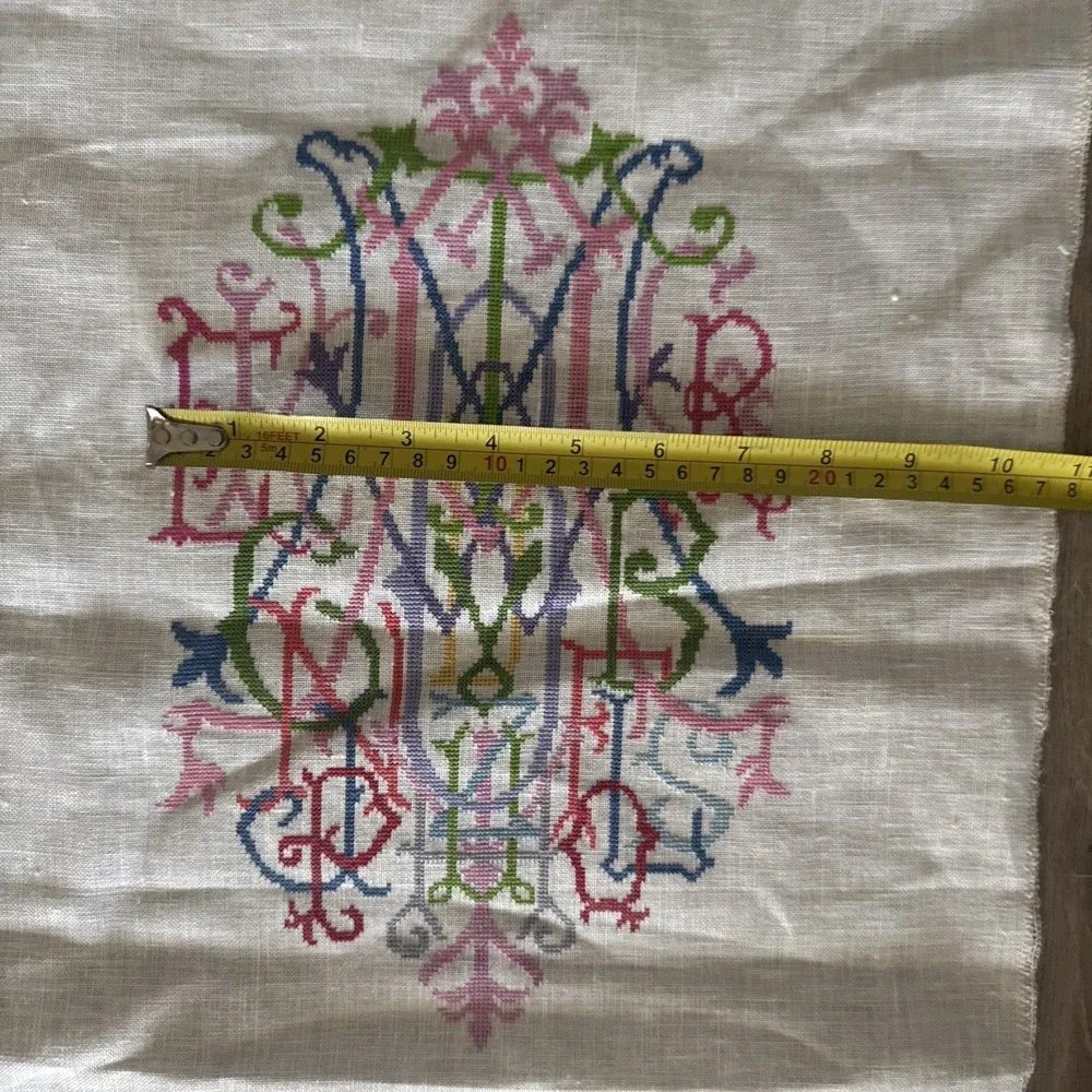 Posy Collection Alphabet Quilt Monogram counted cross stitch Completed 12x7.5